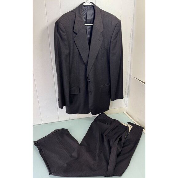 Hickey Freeman Loro Piana 2 Piece Suit 41R Blazer 35X30 Brown Waffle Knit USA